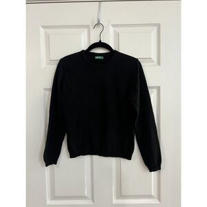 United Colors of Benetton Made in Italy 100% Pure New Wool Black Sweater - Small